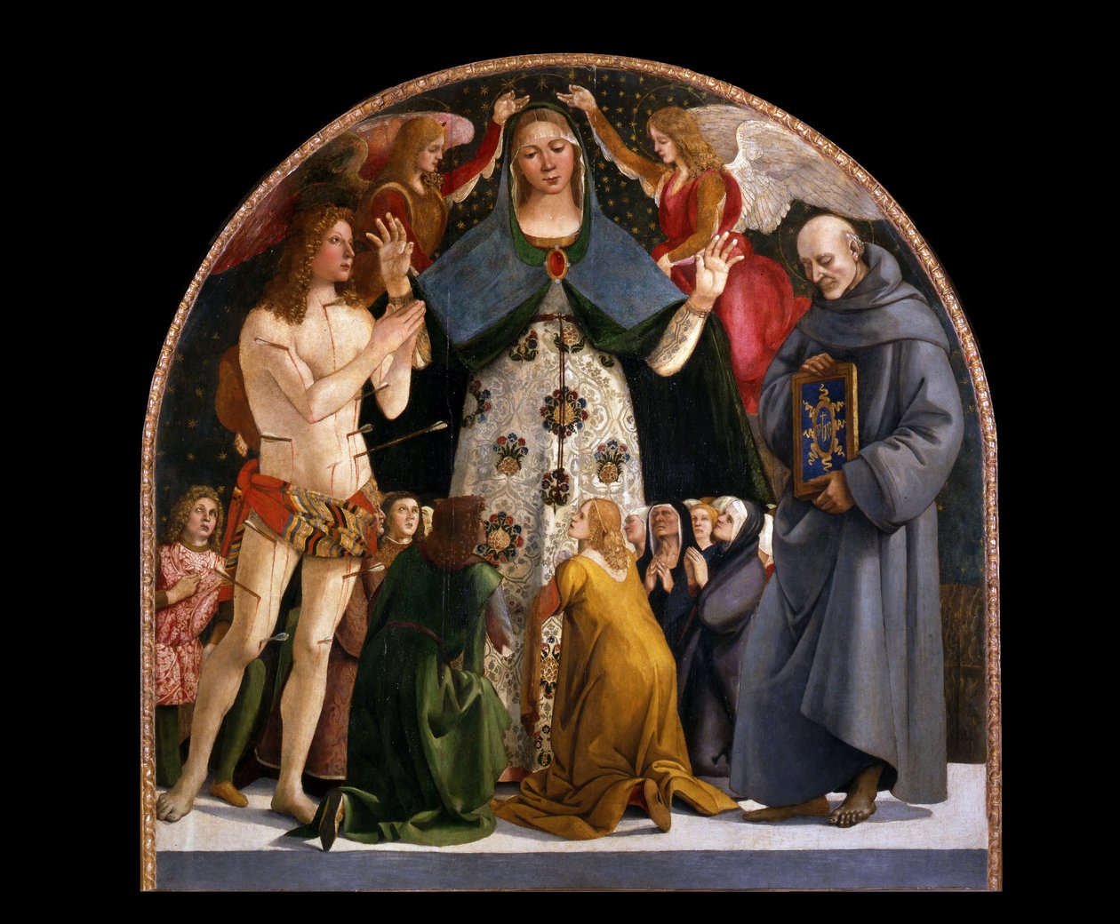 Madonna der Barmherzigkeit und die Heiligen Sebastian und Bernardino da